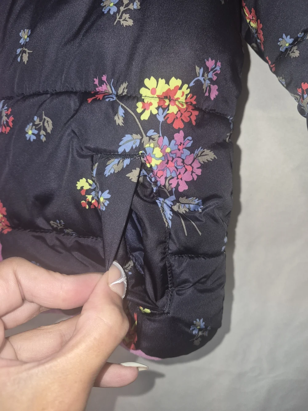 Baby Gap Floral Girls Puffer Jacket Coat With Hood  Sz 4 Toddler